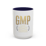 GMP Gold Accent Coffee Mug – "God Money Power" Inspirational Ceramic Cup