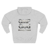 GMP God Money Power Hoodie — Metallic Text Graphic Fleece Hoodie