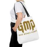 GMP 'God Money Power' Gold Logo Tote Bag - Inspirational Christian Canvas Tote