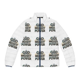God Money Power Puffer Jacket — Graphic All-Over Print Men's Jacket