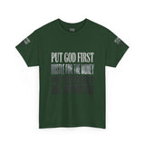Inspirational Faith Tee — "Put God First, Hustle for the Money, Put Yourself in Power"