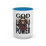 God Money Power-Coffee Mug — Skull Crown Gothic Accent Mug (11oz & 15oz)