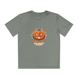 Youth Halloween Pumpkin Competitor Tee —“God Money Power” Jack-O'-Lantern Gaming Shirt