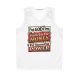 Inspirational Basketball Jersey — "Put GOD First, Hustle For The MONEY, Put Yourself In POWER"