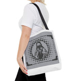 Religious Icon Tote Bag — "God Money Power" Graphic Canvas Tote