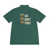 GMP 'God Money Power' Men's Sport Polo — Gold Lettering Performance Polo