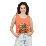 God Money Power- Halloween Tank Top — Pumpkin Graphic Sleeveless Tee