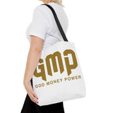 GMP 'God Money Power' Gold Logo Tote Bag - Inspirational Christian Canvas Tote