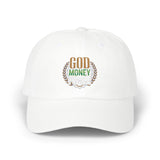 God Money Power Dad Cap — Embroidered Religious Faith & Prosperity Baseball Hat