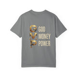 T-Shirt — GVMP Gold Graphic: "God Money Power" Statement Tee