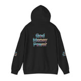 God Money Power Hoodie — Inspirational Graphic Pullover with Script on Sleeves