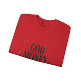 Crewneck Sweatshirt — "GOD MONEY POWER" Bold Typography Pullover
