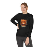 God Money Power- Youth Long Sleeve Tee — Halloween Jack-O'-Lantern Pumpkin Graphic