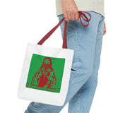Jesus Face Mask Tote Bag – Green & Red Religious Graphic Shopper