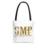 GMP "God Money Power" Gold Logo Tote Bag — Inspirational Faith & Prosperity Canvas Tote
