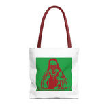 Jesus Face Mask Tote Bag – Green & Red Religious Graphic Shopper