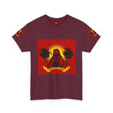 Surf Saint T‑Shirt — Vintage Palm Beach Vibes ("Our Savior Protects" Banner)