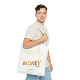 Inspirational Faith Tote Bag — "Put God First, Hustle for the Money" All-Over Print