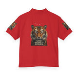 Youth Polo Shirt - Tiger Graphic "God • Money • Power"