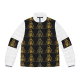 Puffer Jacket — Gold Gothic Saint Pattern