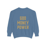 Sweatshirt — 'God Money Power' Crown & Fist Graphic Crewneck