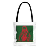 Religious Icon Tote Bag — Red & Green Saint Artwork All-Over Print