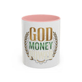 Coffee Mug — "God Money Power" Inspirational Accent Mug (11/15 oz)