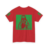 Graphic Tee — Masked Saint Illustration (Red & Green)