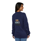 God Money Power Raglan Sweatshirt — Faith & Ambition Graphic Crewneck
