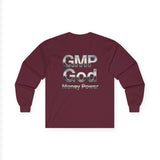 Long Sleeve Tee — GMP God "Money Power" Metallic Logo