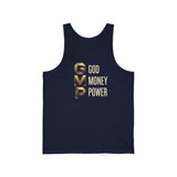 GVP Gold Text Tank — "God Money Power" Graphic Tank Top