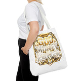 Tote Bag — "God Money Power" Gold Graphic Tote for Faith & Hustle