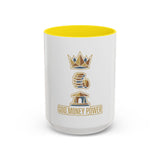 Accent Coffee Mug — "God Money Power" Crown & Wealth Icon Ceramic Mug (11/15oz)