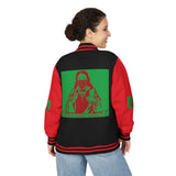 Letterman Jacket — Retro 'God Money Power' Graphic Varsity Jacket