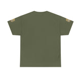 Graphic Tee — "God Money Power" Gold Crest T-Shirt
