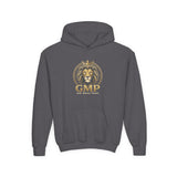 Youth Lion Crest Hoodie — GMP Gold Emblem Kids Pullover