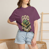 God Power T-Shirt — Faith Graphic Tee with Vintage Tank Illustration
