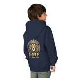 Youth Lion Crest Hoodie — GMP Gold Emblem Kids Pullover