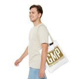 GMP Gold Logo Tote Bag — "God Money Power" Inspirational Canvas Tote