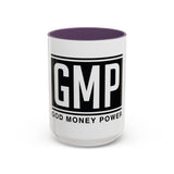 GMP 'God Money Power' Accent Coffee Mug – Bold Black Logo 11/15oz