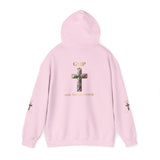God Moves in Mysterious Ways Cross Hoodie — Floral Cross Religious Pullover