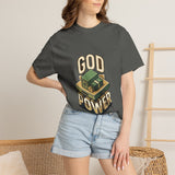 God Power T-Shirt — Faith Graphic Tee with Vintage Tank Illustration