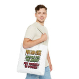 Inspirational Gospel Tote Bag — "Put God First, Hustle for the Money, Put Yourself in Power"