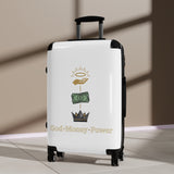 Suitcase – God • Money • Power Graphic Carry-On | Religious Inspirational Travel Luggage