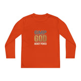 Youth Long Sleeve Tee — GMP GOD Money Power Graphic