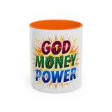 God Money Power Accent Coffee Mug — Inspirational Faith & Prosperity Gift (11/15oz)