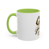 Accent Coffee Mug — "GMP God Money Power" Gold Script Mug (11/15oz)