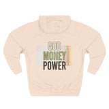 God Money Power Hoodie — Three-Panel Fleece Graphic Hoodie