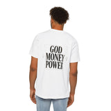 God Money Power T-Shirt — Bold Typography Faith & Hustle Tee