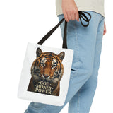 Tiger 'God Money Power' Tote Bag — Bold Wildlife Statement Bag